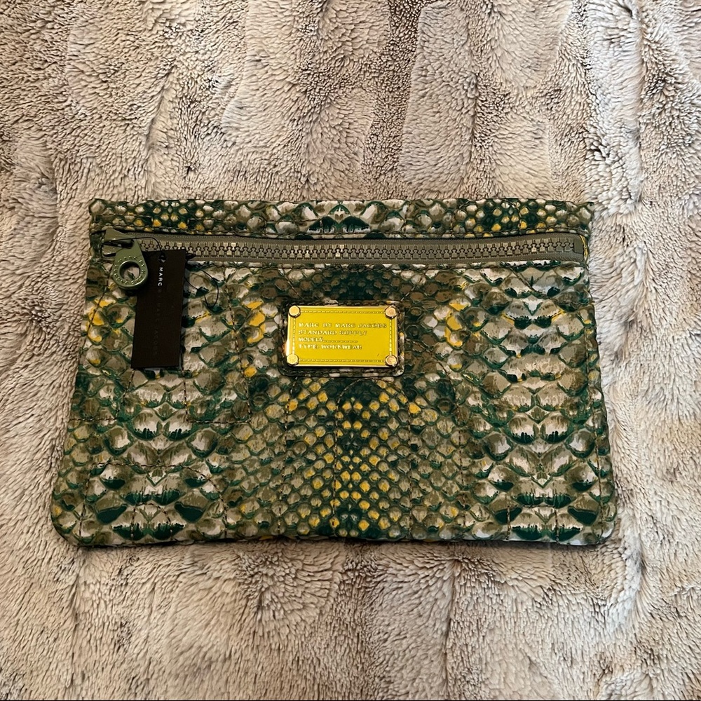 Marc by Marc Jacobs Faux Snake Print Clutch Fabric Bag Purse NWT